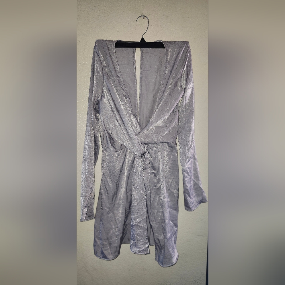 New satin silver dress